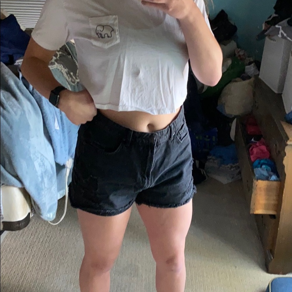 High Waist Distressed Shorts